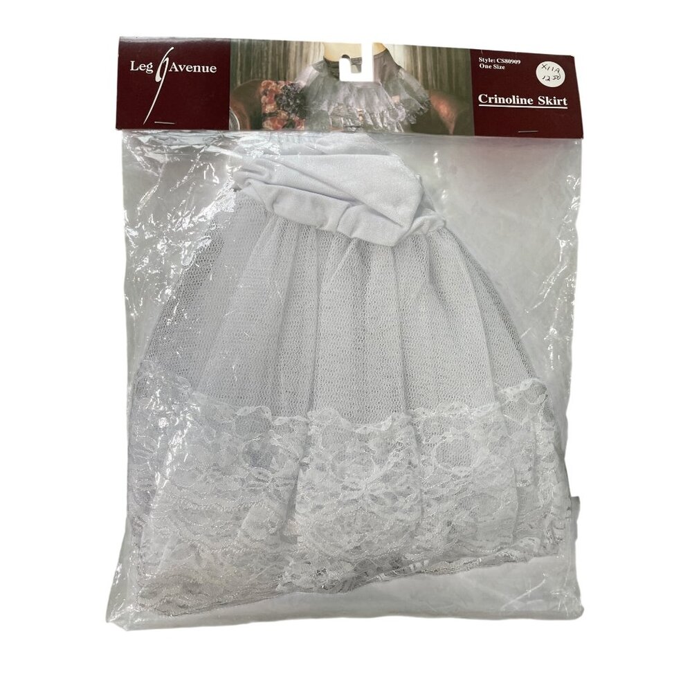 Leg Avenue Crinoline Skirt One Size White Floral Lace Mesh Costume Accessory NEW